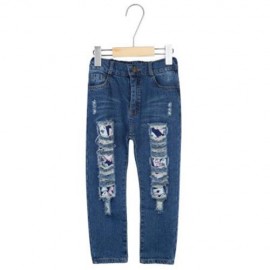 POPULAR POKER PATTERN HOLE CHILDREN DENIM PANTS (DENIM BLUE)