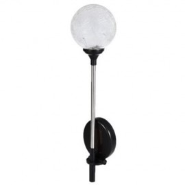 LED SOLAR POWERED PATIO DECORATIVE LAMP STAINLESS STEEL CRACK GLASS BALL LIGHT (WHITE)
