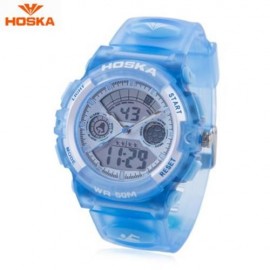HOSKA HD006B DUAL MOVT CHILDREN SPORT QUARTZ WATCH WATER RESISTANCE CHRONOGRAPH DAY ALARM 