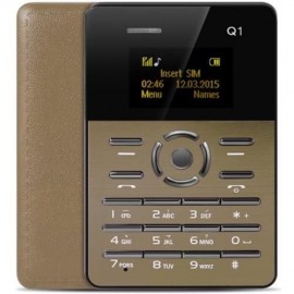 AIEK Q1 1.0 INCH ULTRA-THIN CARD PHONE FM AUDIO PLAYER SOUND RECORDER ALARM (GOLDEN)
