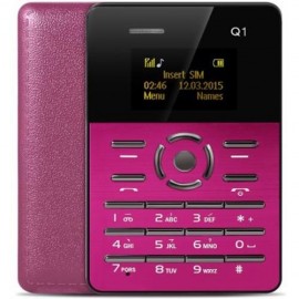 AIEK Q1 1.0 INCH ULTRA-THIN CARD PHONE FM AUDIO PLAYER SOUND RECORDER ALARM (PINK)
