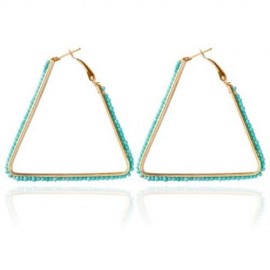 BOHEMIA TRIANGLE BEAD HOLLOW HOOP EARRINGS FOR WOMEN (BLUE)