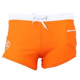 NYLON MALE SKIN COMPRESSION SWIMWEAR SWIM TRUNKS FOR SWIMMING (ORANGE RED)