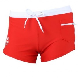 NYLON MALE SKIN COMPRESSION SWIMWEAR SWIM TRUNKS FOR SWIMMING (RED)