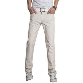 OVERSIZE SOLID COLOR ZIPPER DESIGN MEN CASUAL PANTS (OFF-WHITE)