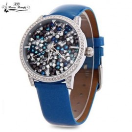 PRINCESS BUTTERFLY HL590 WOMEN QUARTZ WATCH GENUINE LEATHER STRAP AUSTRIA CRYSTAL IMPORTED