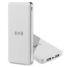 UNIVERSAL QI WIRELESS CHARGING PAD PORTABLE 10000MAH POWER BANK SMOOTH COVER DUAL USB PORT