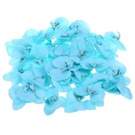 50PCS ARTIFICIAL BUTTERFLY ORCHID SILK FLOWERS CLOTHES HEADS PARTY DECORATION (LAKE BLUE)