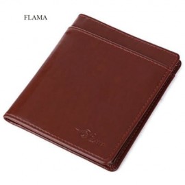 FLAMA SOLID COLOR COINING LETTER OPEN VERTICAL THIN WALLET FOR UNISEX (DEEP BROWN)