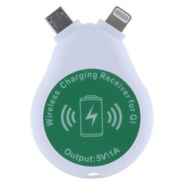 MINI QI WIRELESS CHARGING RECEIVER BUTTON SHAPE FOR IPHONE / ANDROID SMART PHONES (WHITE)
