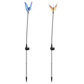 2PCS SOLAR POWERED RGB LED FIBER OPTIC BUTTERFLY LIGHT OUTDOOR COLOR-CHANGING LAWN LAMP (C