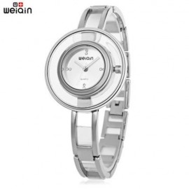 WEIQIN W4823 WOMEN QUARTZ WATCH ARTIFICIAL DIAMOND TRANSPARENT CIRCLE DIAL WRISTWATCH (SIL