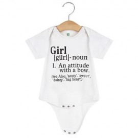 CUTE LETTER PRINTED ROUND NECK SHORT SLEEVE BABIES ROMPERS (WHITE)