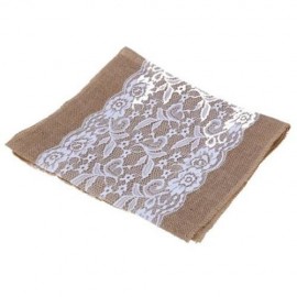 BURLAP LACE HESSIAN TABLE RUNNER NATURAL JUTE WEDDING FESTIVAL DECORATION CRAFTS (EARTHY)