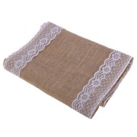 BURLAP LACE HESSIAN TABLE RUNNER NATURAL JUTE WEDDING FESTIVAL DECORATION (EARTHY)