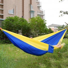 PORTABLE PARACHUTE NYLON FABRIC HAMMOCK (BLUE AND YELLOW)
