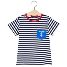 LEISURE COTTON BOYS STRIPES PRINTED ROUND NECK T-SHIRT (CADETBLUE)