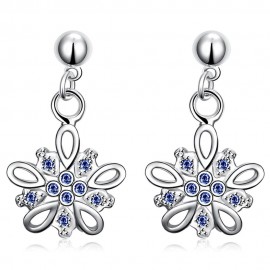 PAIR OF CHIC FLORAL SHAPE ZIRCON GLITTER (BLUE)