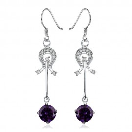 PAIR OF STYLISH CHIC WOMEN'S RHINESTONE (PURPLE)