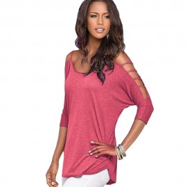 STYLISH SPAGHETTI STRAP BATWING SLEEVE BANDAGE DESIGN (WATERMELON RED S/M/L/XL)