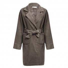 CHIC TURN-DOWN COLLAR LONG SLEEVE PURE COLOR (CAMEL S/M/L/XL)