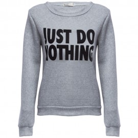 CASUAL ROUND COLLAR LETTER PRINT LOOSE-FITTING (GRAY S/M/L/XL)