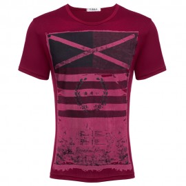 RETRO MALE GEOMETRIC PRINT CLOSE-FITTING THIN SHIRTS (RED L/XL/2XL/3XL)