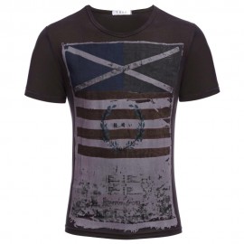 RETRO MALE GEOMETRIC PRINT CLOSE-FITTING THIN SHIRTS (BROWN L/XL/2XL/3XL)