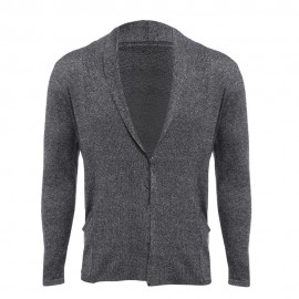 CASUAL PURE COLOR LONG SLEEVE SLIM FIT MALE SWEATER (SMOKY GRAY M/L/XL/XXL)