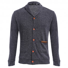 CASUAL POCKET DESIGN MALE LONG SLEEVE KNITWEAR (DEEP GRAY M/L/XL/XXL)