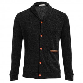 CASUAL POCKET DESIGN MALE LONG SLEEVE KNITWEAR (BLACK M/L/XL/XXL)