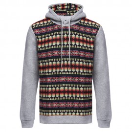 CASUAL COLOR BLOCK PATTERN PRINT MALE LONG SLEEVE HOODIE (LIGHT GRAY M/L/XL/XXL)