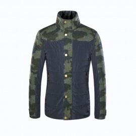 STAND COLLAR CAMO PATTERN SPLICED JACKET ODM DESIGNER (CAMOUFLAGE S/M/L/XL/XXL)