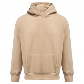 CASUAL POCKET DESIGN SOLID COLOR LONG SLEEVE HOODIES FOR MEN (KHAKI, SIZE M/L/XL/2XL)