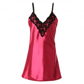 ALLURING SPAGHETTI STRAP SPLICED WOMEN'S BABYDOLL (RED M/L/XL2XL)