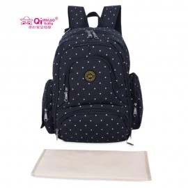 QIMIAOBABY WATER RESISTANT MULTIFUNCTIONAL LARGE CAPACITY DIAPER BAG (BLACK DOT)