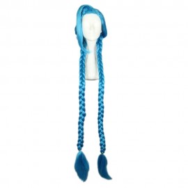 WOMEN LONG BLUE FULL WIGS WITH DOUBLE TWIST COSPLAY PARTY FOR JINX FIGURE