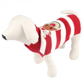 CARTOON CHRISTMAS DEER PATTERN MEDIUM LARGE PET DOG COTTON COAT CLOTHES (RED WITH WHITE, S