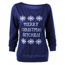 MERRY CHRISTMAS BITCHES GRAPHIC SWEATSHIRT (DEEP BLUE, SIZE S/M/L/XL)