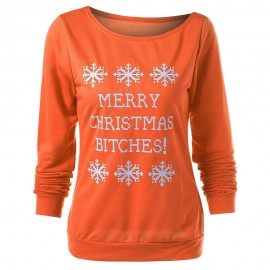 MERRY CHRISTMAS BITCHES GRAPHIC SWEATSHIRT (ORANGE, SIZE S/M/L/XL)