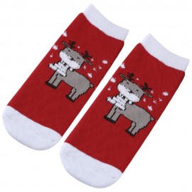 SOFT CHRISTMAS GIFT CHILD UNISEX CARTOON PRINT TERRY THICKENING TOWEL SOCKS (RED, SIZE AGE