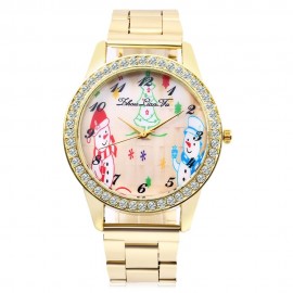 ZHOULIANFA UNISEX QUARTZ WATCH ARTIFICIAL DIAMOND CHRISTMAS THEME PATTERN DIAL WRISTWATCH 