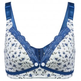 ADJUSTABLE FLORAL PRINT FRONT BUTTON WIREFREE COTTON MATERNITY BREASTFEEDING NURSING BRA (