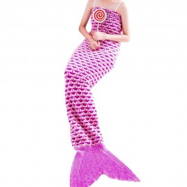 CHARMING MERMAID SHAPE GEOMETRIC DESIGN SMALL POCKET PATTERN BLANKET (PINK)