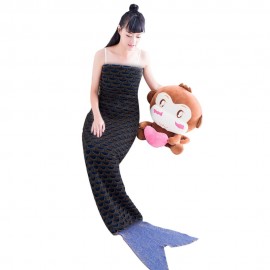 CHARMING MERMAID SHAPE GEOMETRIC DESIGN SMALL POCKET PATTERN BLANKET (KHAKI)