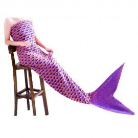 CHARMING MERMAID SHAPE GEOMETRIC DESIGN SMALL POCKET PATTERN BLANKET (ORANGEPINK)