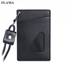 FLAMA UNISEX TRIANGLE DESIGN PU LEATHER CARD COVER WALLET (BLACK)