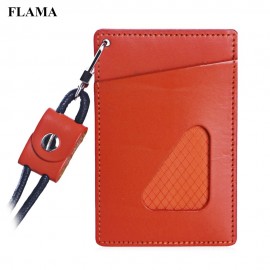 FLAMA UNISEX TRIANGLE DESIGN PU LEATHER CARD COVER WALLET (ORANGE RED)