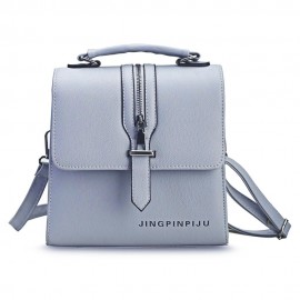 THREE FEATHER LADY FASHIONABLE ARROW BELT MAGNET BUTTON SHOULDER MESSENGER BAG (GRAY)