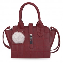 WOMEN GEOMETRIC PLAID RIVET HAIRBALL TWIST LOCK HANDBAG TOTE SHOULDER MESSENGER CROSSBODY 